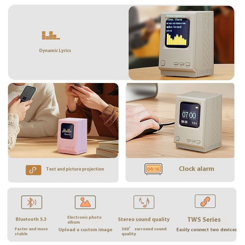 ✨ [Premium Edition] Retro PC Bluetooth Speaker – Vintage Computer Desk Clock with  HD Lyrics Display! | Studio-Grade Sound, Wireless, RGB Mood Lights – Perfect for Gamers & Audiophiles