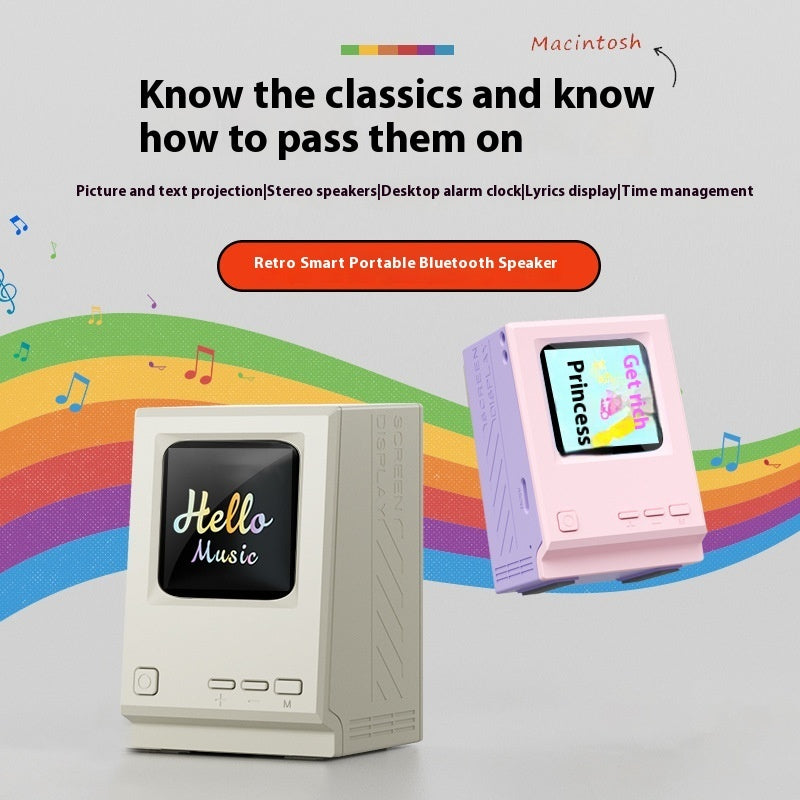 ✨ [Premium Edition] Retro PC Bluetooth Speaker – Vintage Computer Desk Clock with  HD Lyrics Display! | Studio-Grade Sound, Wireless, RGB Mood Lights – Perfect for Gamers & Audiophiles