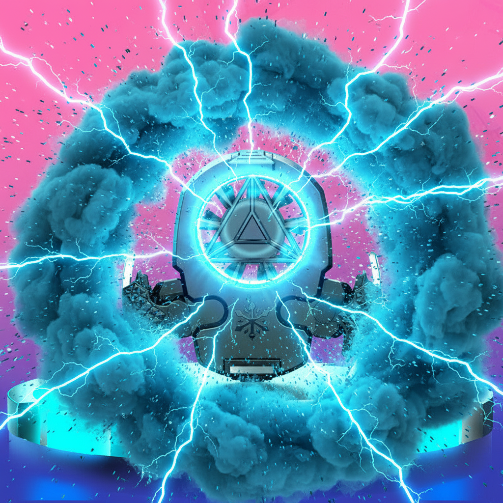 Cyan to blue gradient energy device