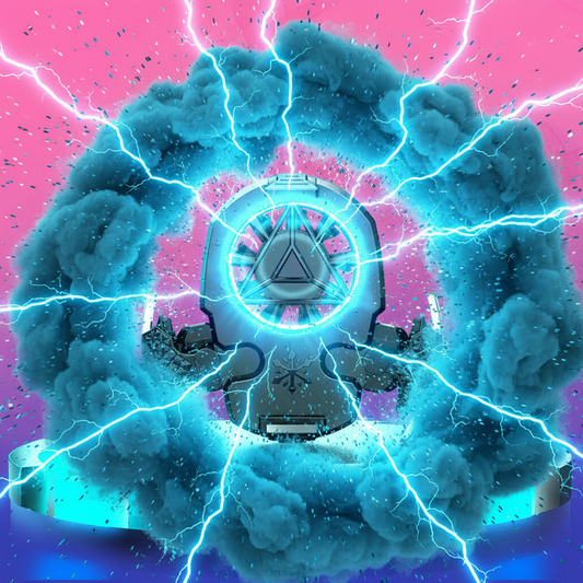 Cyan to blue gradient energy device