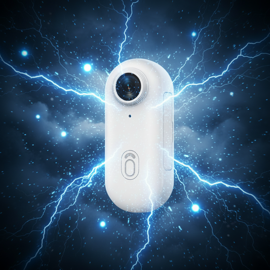 Intense dark blue lightning action camera