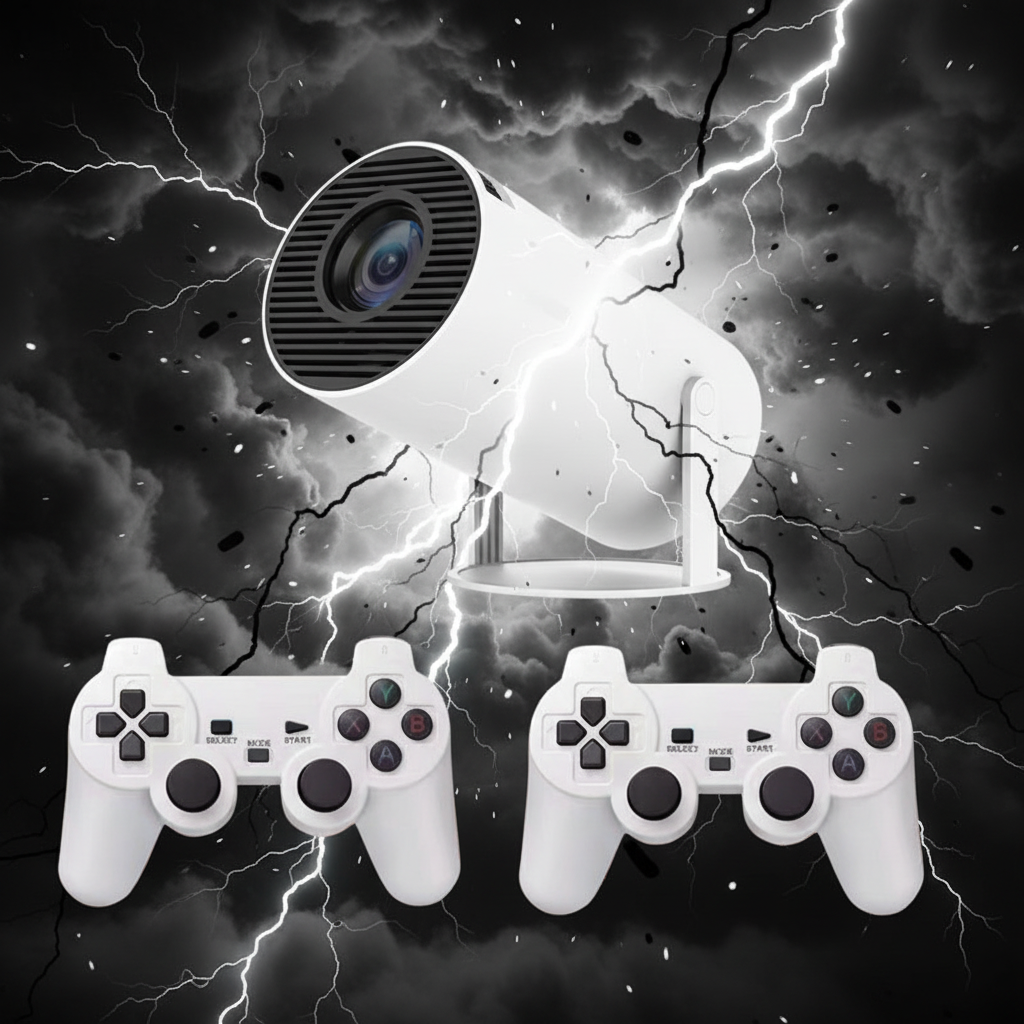 White and black energy gaming setup